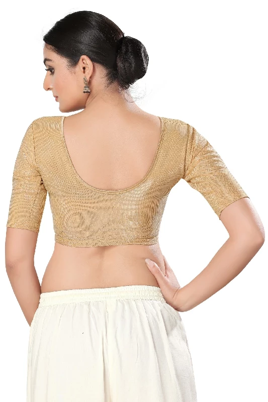 Designer Readymade Blouse, Shimmer - Rose Gold-4.webp